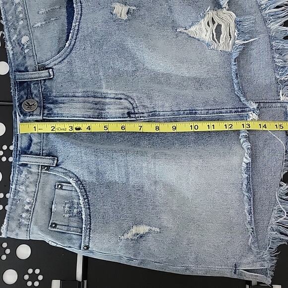 One X One Teaspoon Acid Washed Destroyed Denim Jean Mini Skirt 28 - Picture 8 of 11